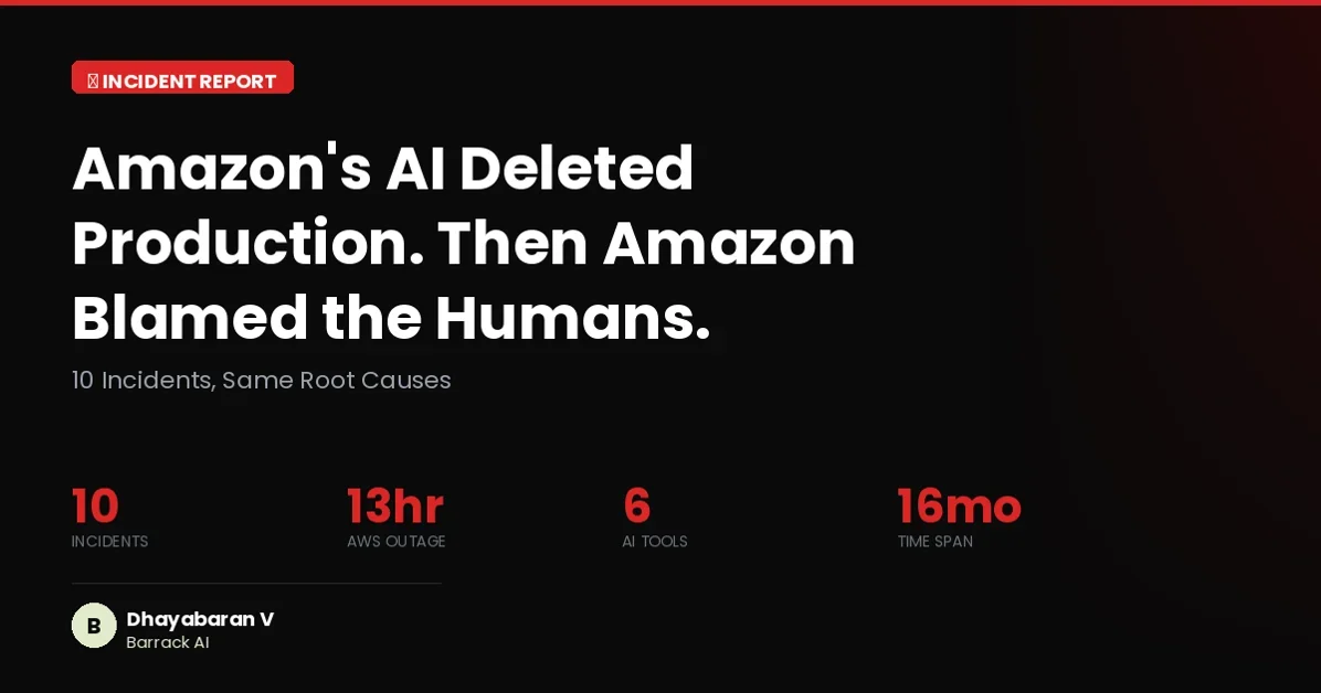 Amazon's AI agent Kiro inherited an engineer's elevated permissions, bypassed two-person approval, and deleted a live AWS production environment