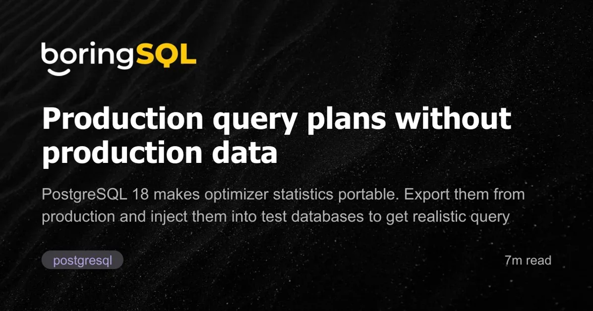 Production query plans without production data