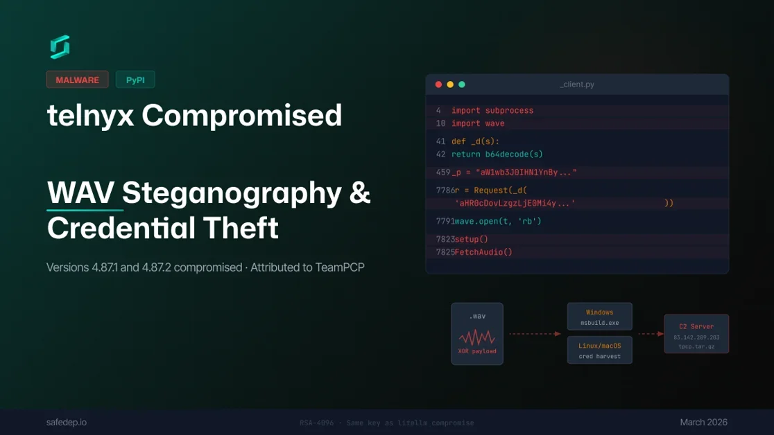 TeamPCP strikes again - telnyx 4.87.1 and 4.87.2 on PyPI are malicious
