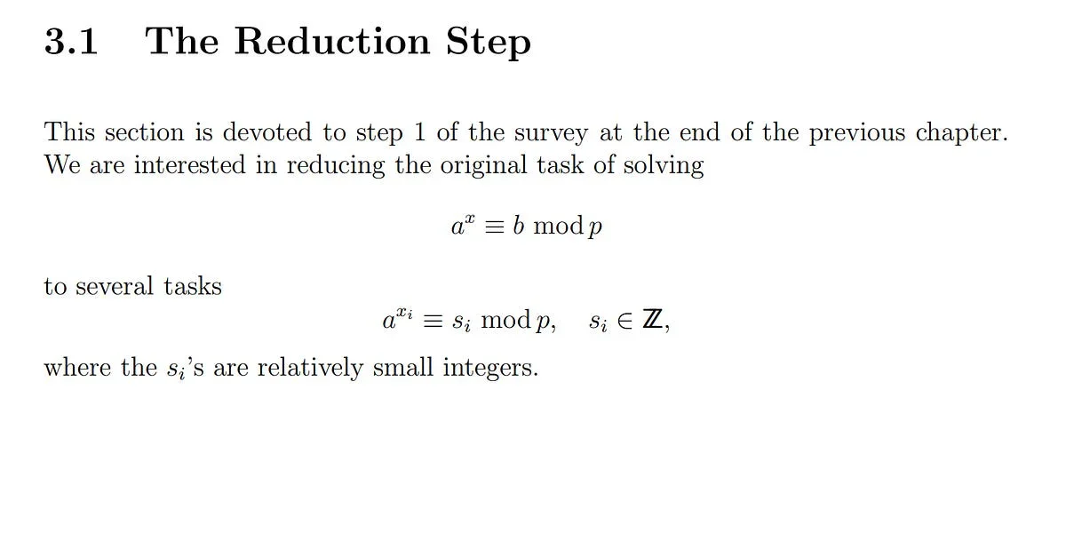 Individual Logarithm Reduction Step of Discrete Logarithm Problem