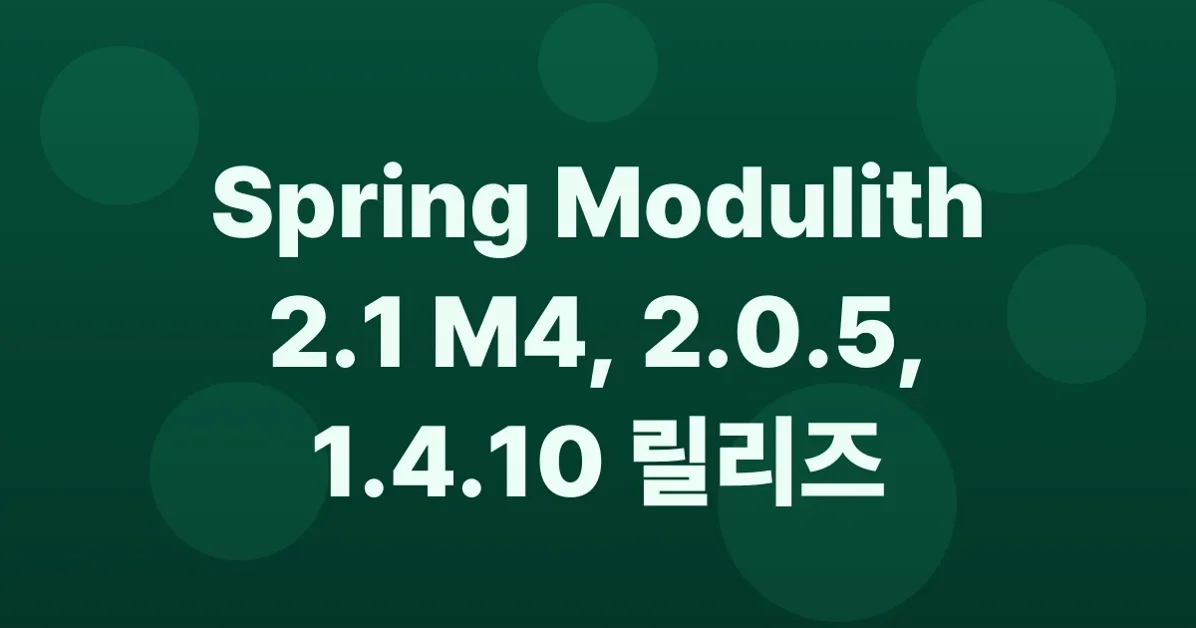 Spring Modulith 2.1 M4, 2.0.5, and 1.4.10 released
