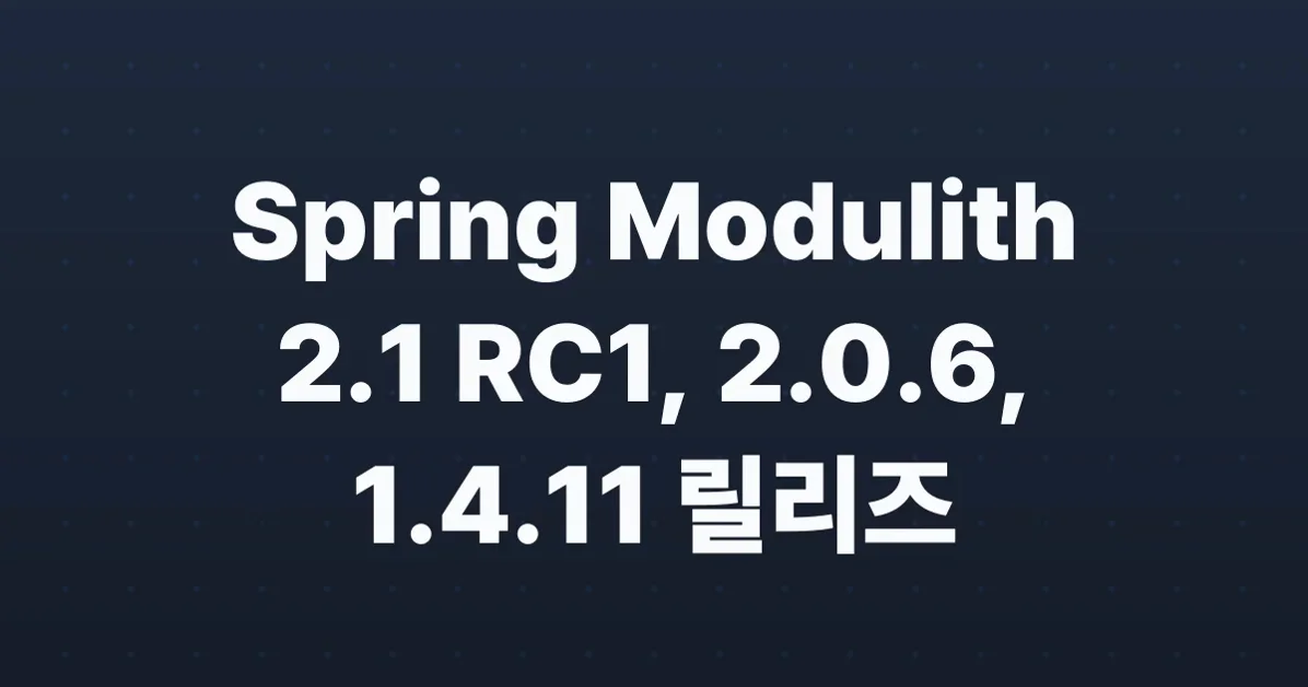 Spring Modulith 2.1 RC1, 2.0.6, and 1.4.11 released