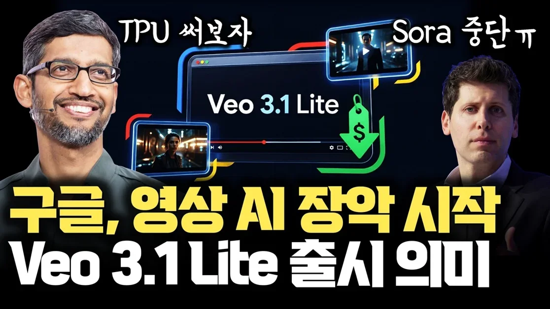 구글 , 영상 AI까지 결국 먹나… TPU 효과? 더 싸고 더 많이 생성 가능한  Veo 3.1 Lite 출시의 진짜 의미 | Agentic AI | API 경쟁
