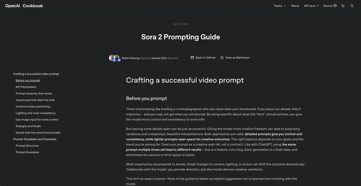 오픈AI 공식 프롬프트 가이드: Sora2를 잘쓰는 8가지 방법